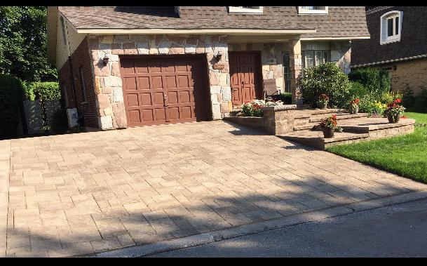 Residential driveway with paving stones